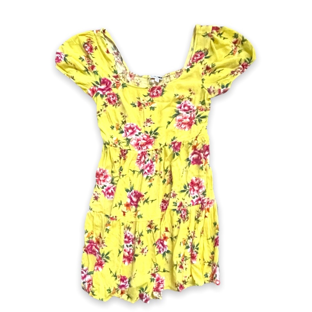 Beautiful Lightweight Breanna Puff Sleeve Yellow Bohemian Floral Mini Dress - Picture 8 of 13